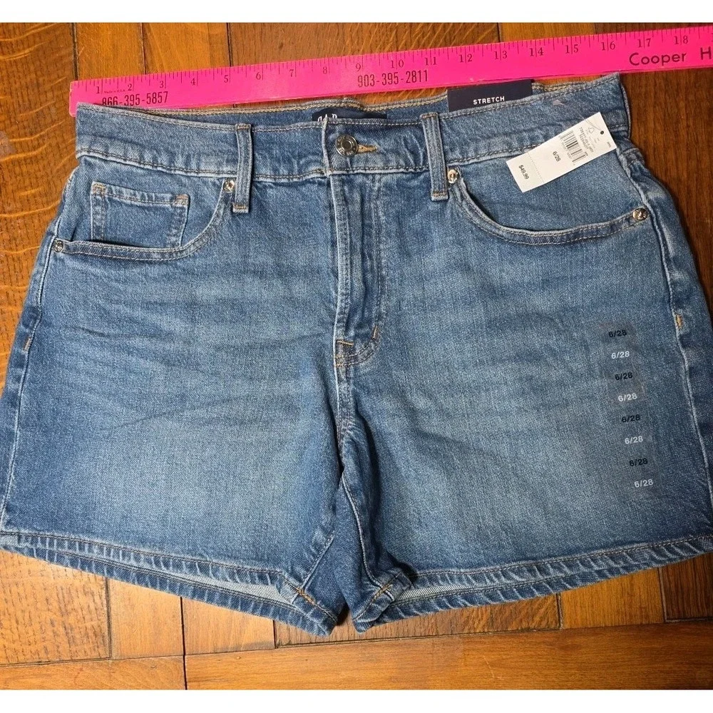Gap Denim Shorts Stretch Women 6/28 Medium Wash Blue ‎ 5